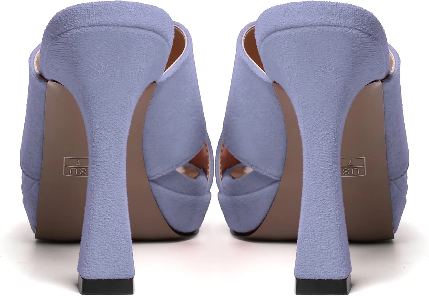 NUMALEO Womens Pointed Toe Suede Party Slip On Cute Solid Spool High Heel Platforms Sandals 4 Inch