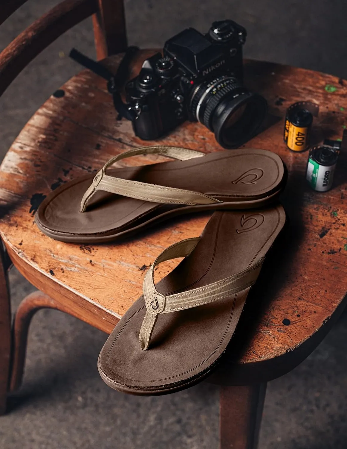 OLUKAI 'Aukai Women's Beach Sandals, Soft Leather Flip-Flop Slides with Non Marking Outsoles, Lightweight & All-Day Comfort