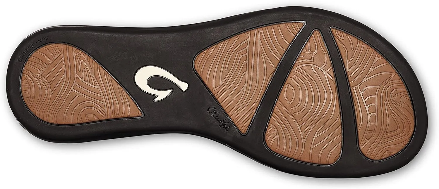 OLUKAI 'Aukai Women's Beach Sandals, Soft Leather Flip-Flop Slides with Non Marking Outsoles, Lightweight & All-Day Comfort