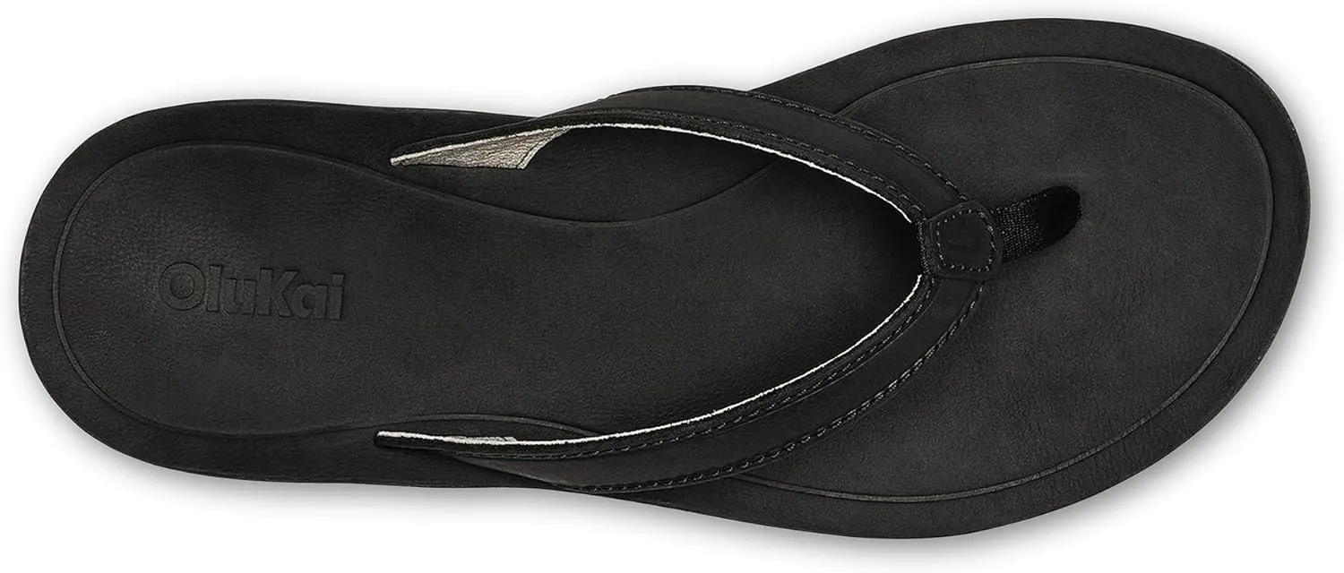 OLUKAI Southshore Women's Everyday Leather Sandals, Full-Grain Leather, Non-Marking Rubber Traction Pads & Compression Molded Footbed