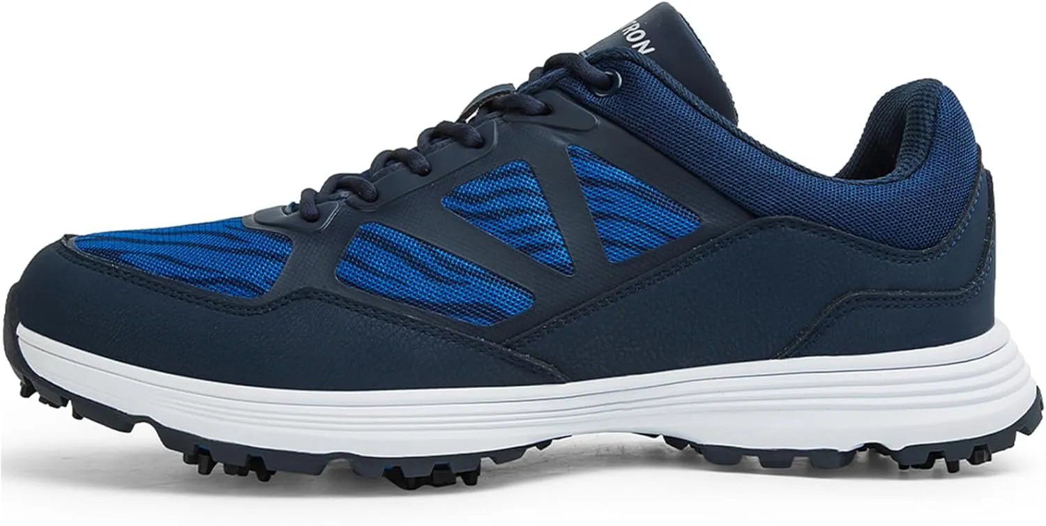 ONAIC Mens Golf Shoes with Spikes Waterproof Golf Sport Sneakers for Golf Trainers Big Size