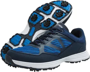 ONAIC Mens Golf Shoes with Spikes Waterproof Golf Sport Sneakers for Golf Trainers Big Size