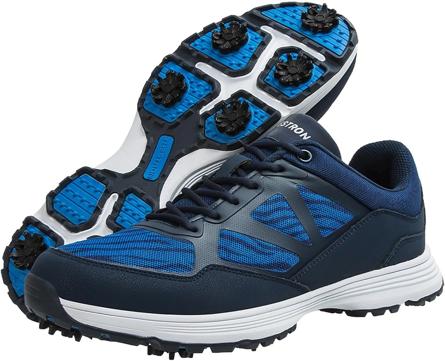 ONAIC Mens Golf Shoes with Spikes Waterproof Golf Sport Sneakers for Golf Trainers Big Size
