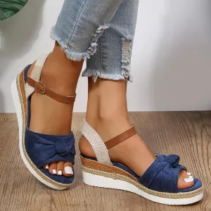 Orthopedic Platform Wedge Sandals for Women Summer Dressy 2025 Flat Open Toe Ankle Strap Espadrilles Casual Non Slip on Sandals Beach Boho Comfortable Outdoor Shoes