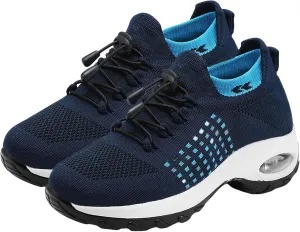 Orthopedic Sneakers Breathable Women Men Platform Air Cushion Buffer Shoes Comfort Wear Ortho Pro Barefoot Shoes Slip-On Breathable Mesh Trainers Athletic Jogging Shoe with Arch Support
