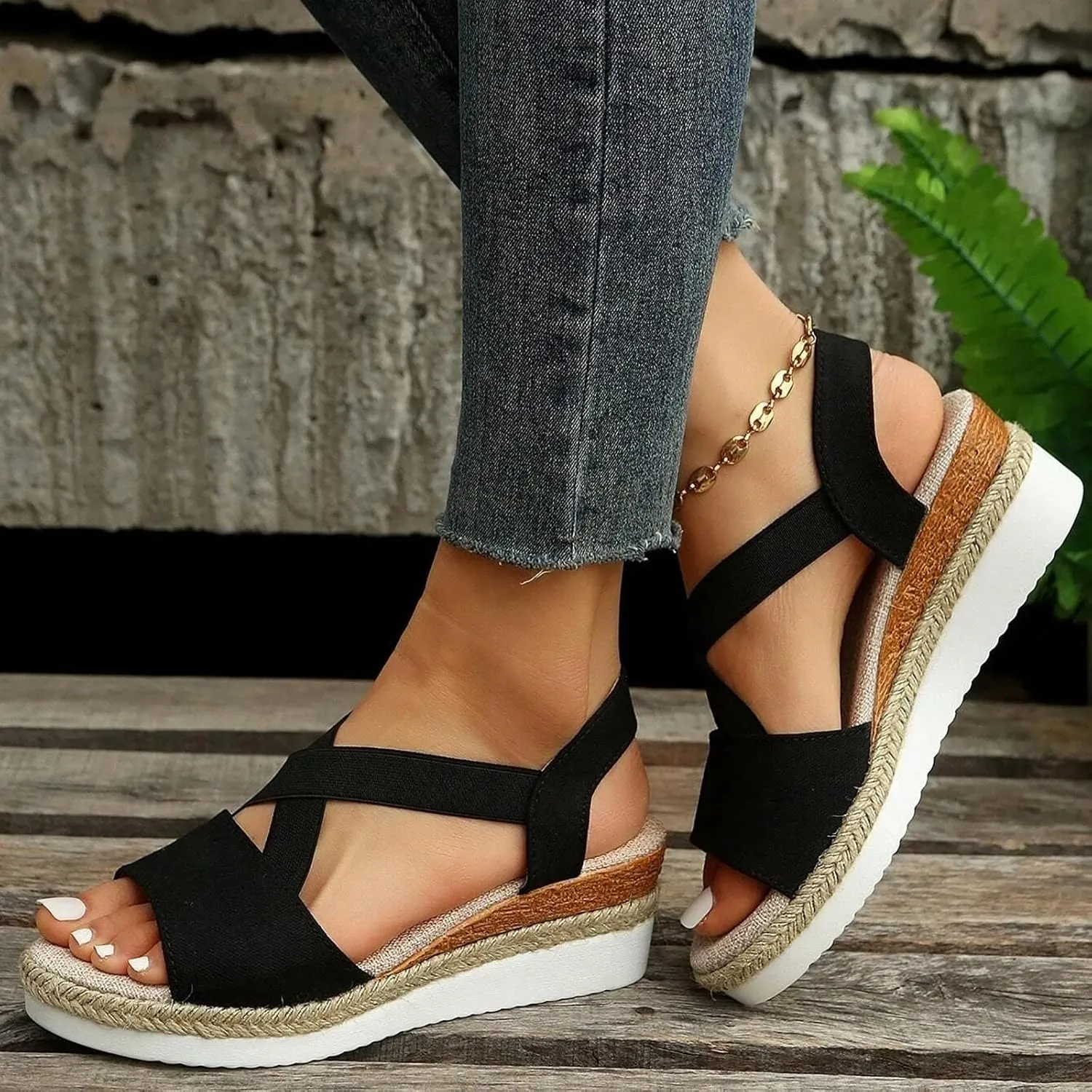 Orthopedic Wedge Sandals for Women Summer Dressy,Open Toe Strap Platform Ankle Sandals Casual Strappy Low Wedges Sandals Zipper Summer Beach Sandals Comfortable Outdoor Shoes (3-Bronze, 7.5)