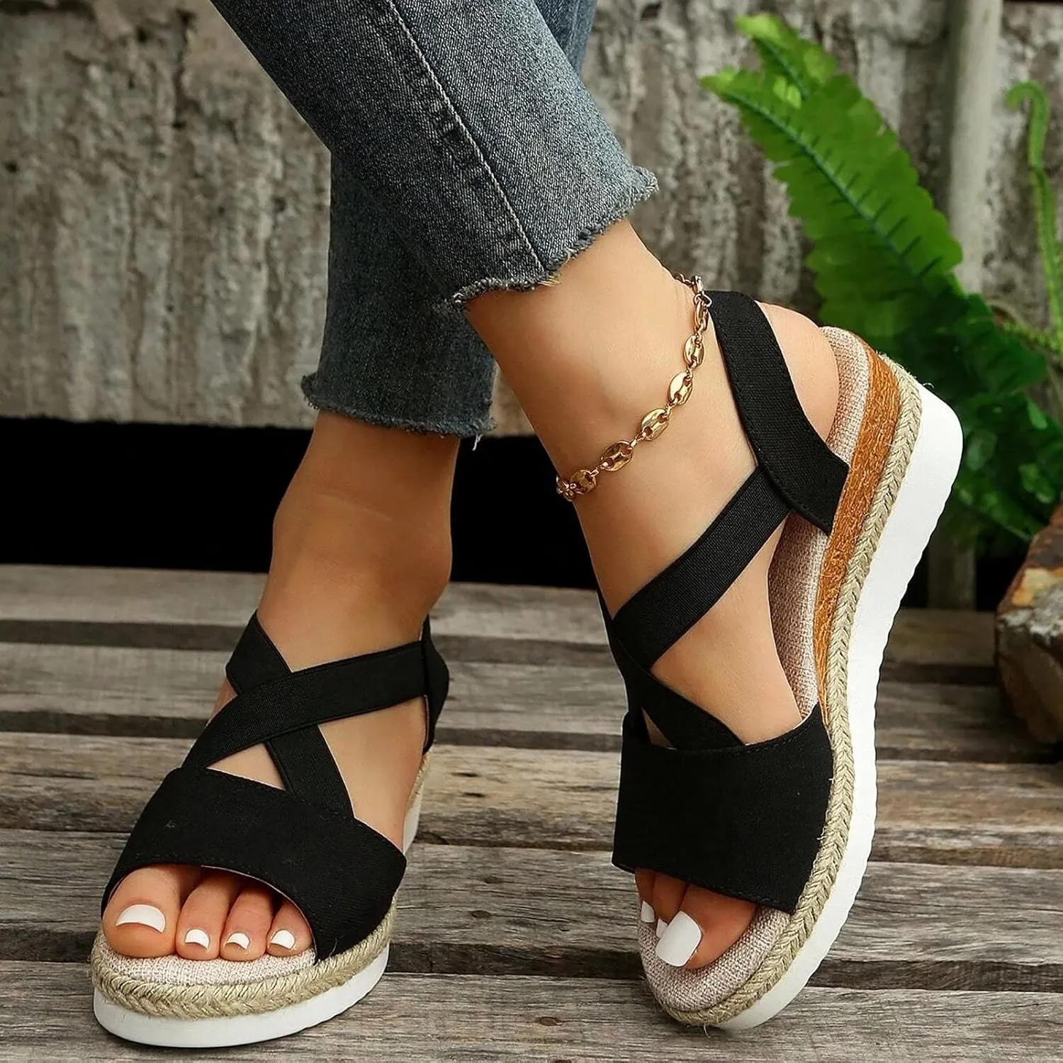 Orthopedic Wedge Sandals for Women Summer Dressy,Open Toe Strap Platform Ankle Sandals Casual Strappy Low Wedges Sandals Zipper Summer Beach Sandals Comfortable Outdoor Shoes (3-Bronze, 7.5)