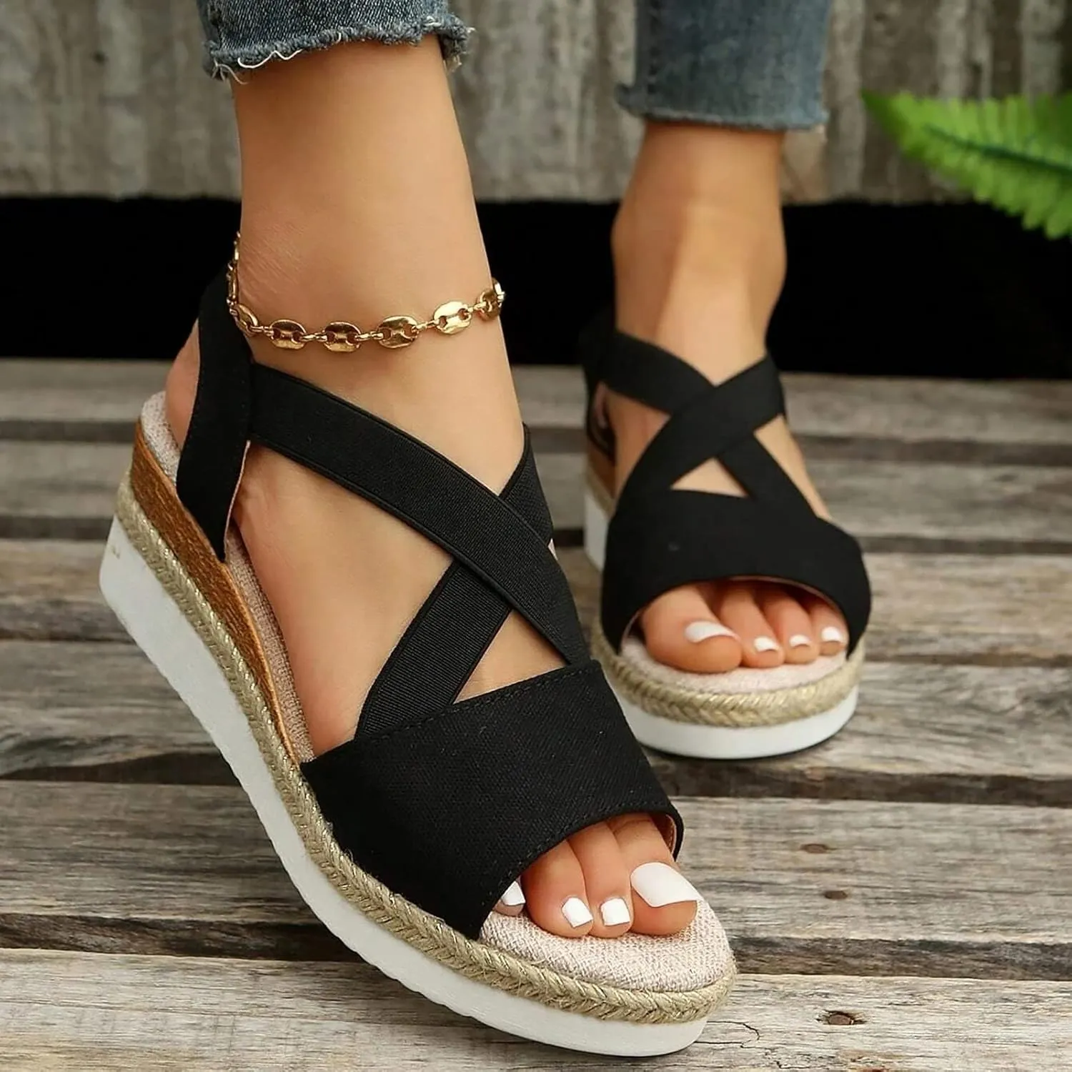 Orthopedic Wedge Sandals for Women Summer Dressy,Open Toe Strap Platform Ankle Sandals Casual Strappy Low Wedges Sandals Zipper Summer Beach Sandals Comfortable Outdoor Shoes (3-Bronze, 7.5)