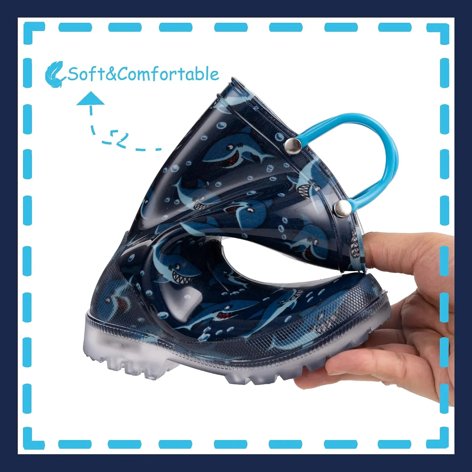 Outee Toddler Kids Adorable Lightwight Waterproof Rain Boots Light Up by Steps