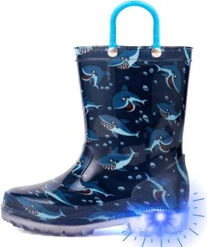 Outee Toddler Kids Adorable Lightwight Waterproof Rain Boots Light Up by Steps