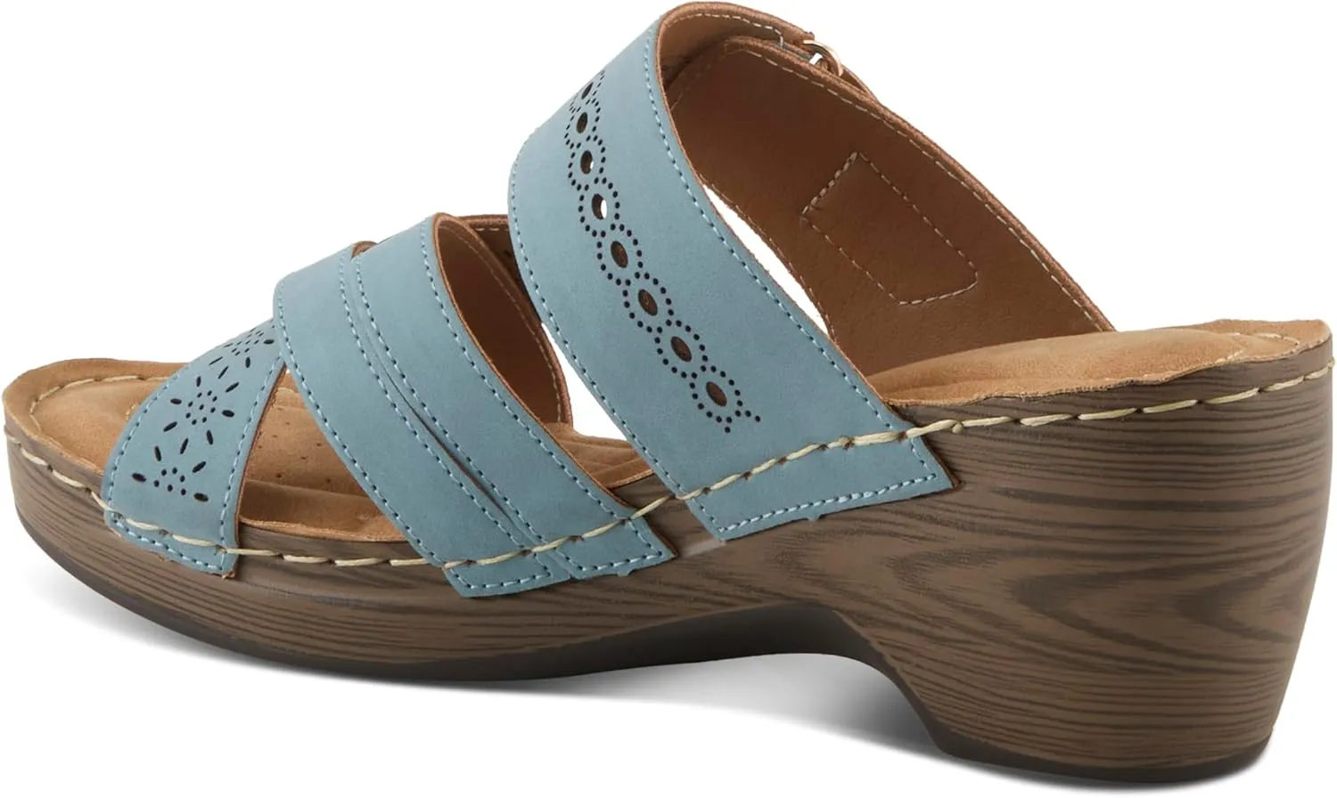 PATRIZIA Women's AURATAY Hook and Loop Demi Wedge Sandals - Cushioned Footbed, Adjustable Fit, Faux Leather Design