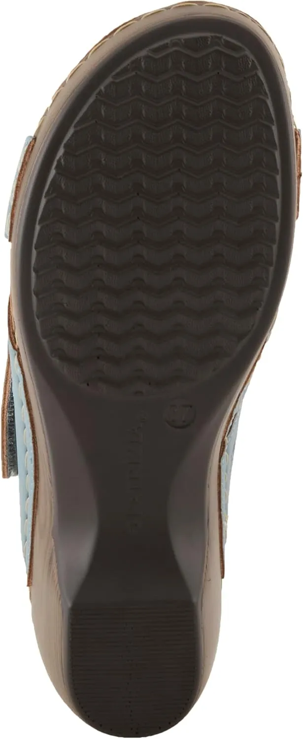 PATRIZIA Women's AURATAY Hook and Loop Demi Wedge Sandals - Cushioned Footbed, Adjustable Fit, Faux Leather Design