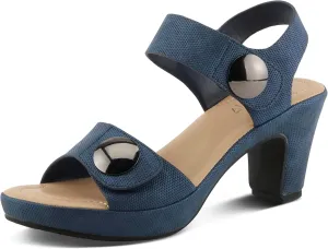PATRIZIA Women's DADE-WOVEN Hook and Loop Sandals - Textured Faux Leather with Gold Button Accents, Adjustable Fit