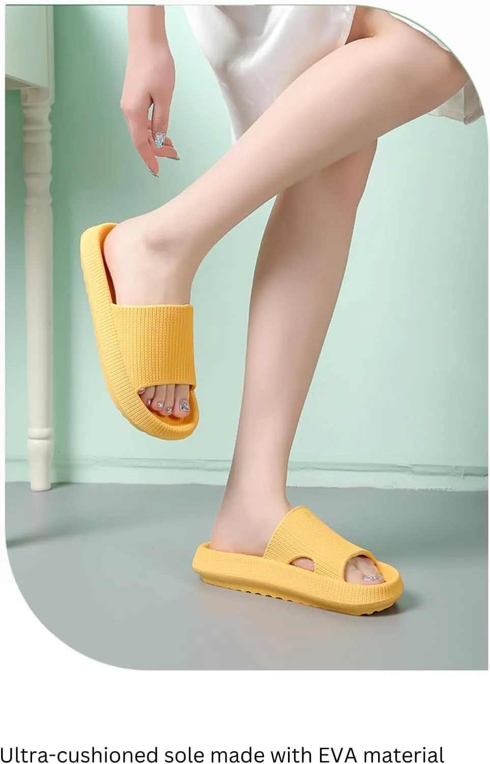 Pillow Slippers for Men and Women, House Slides Non-Slip Cloud Bathroom Sandals Quick Drying Ergonomic Shower Slides Thick Sole Ultra Cushion