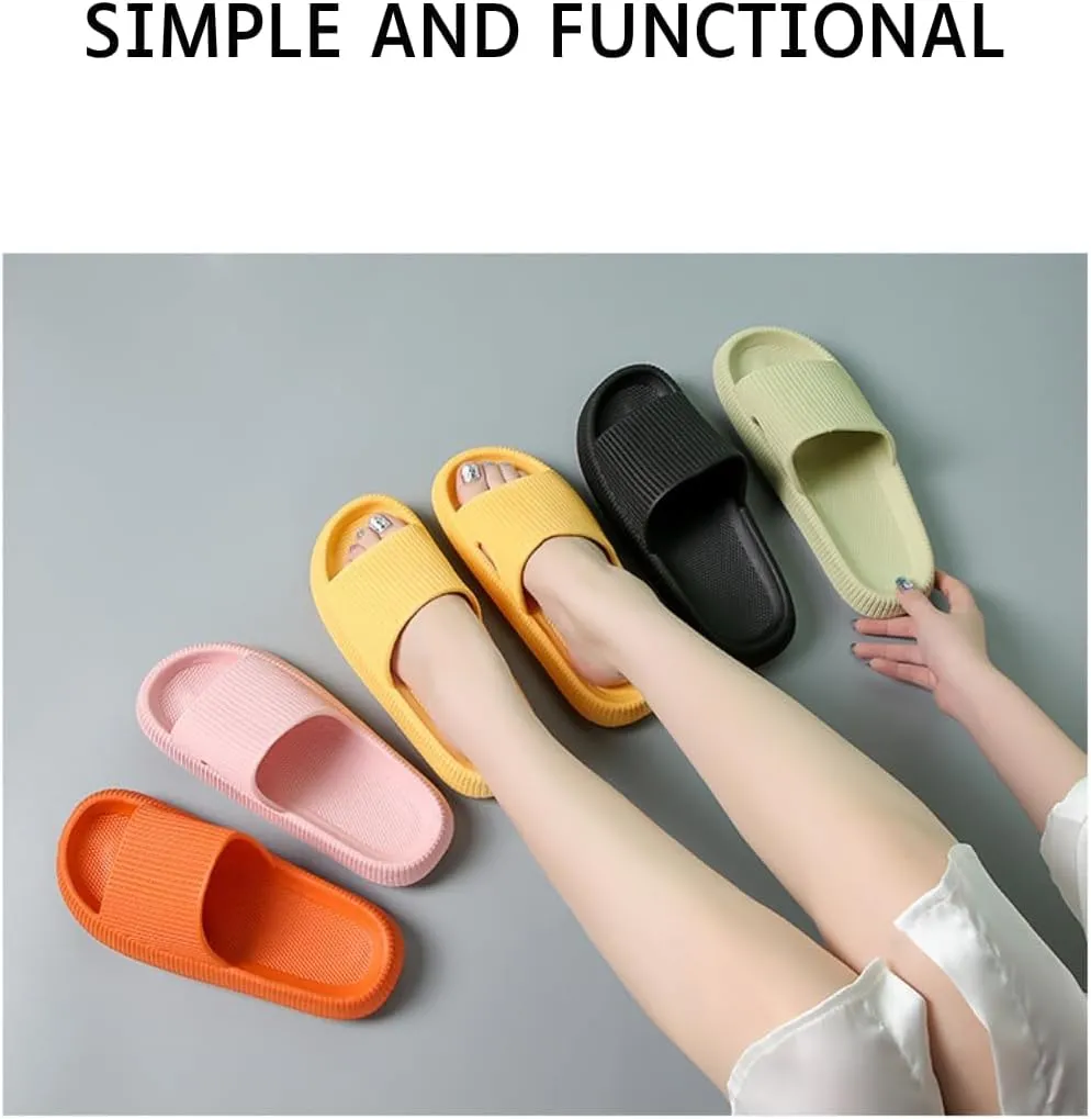 Pillow Slippers for Men and Women, House Slides Non-Slip Cloud Bathroom Sandals Quick Drying Ergonomic Shower Slides Thick Sole Ultra Cushion