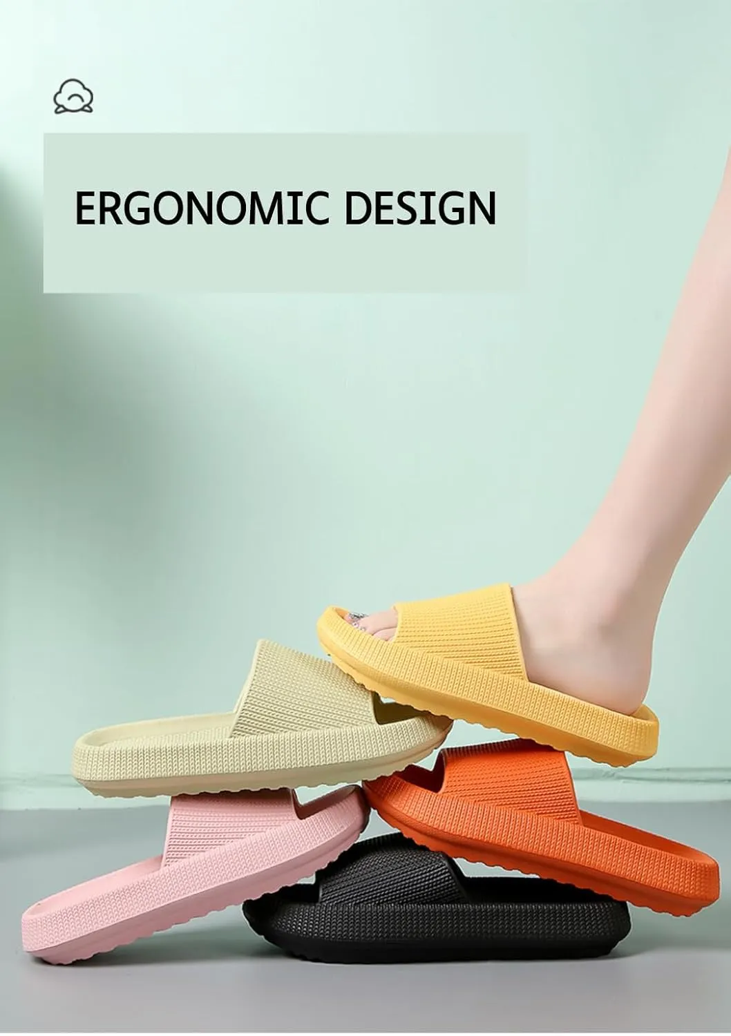 Pillow Slippers for Men and Women, House Slides Non-Slip Cloud Bathroom Sandals Quick Drying Ergonomic Shower Slides Thick Sole Ultra Cushion