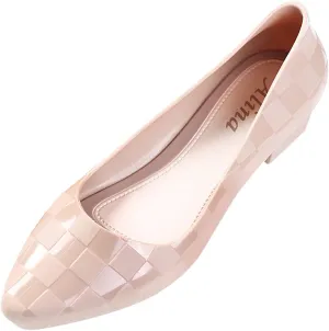 Plaid Pattern Sandals for Women Low Heel Summer Casual Pointed Toe Closed Toe Shallow Mouth Slip-on Square Heels Shoes Lightweight Non-Slip Sandalias