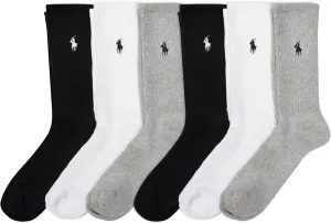 POLO RALPH LAUREN Womens Performance Cotton Crew Socks 6 Pair Pack Breathable Mesh and Sport Cushioning