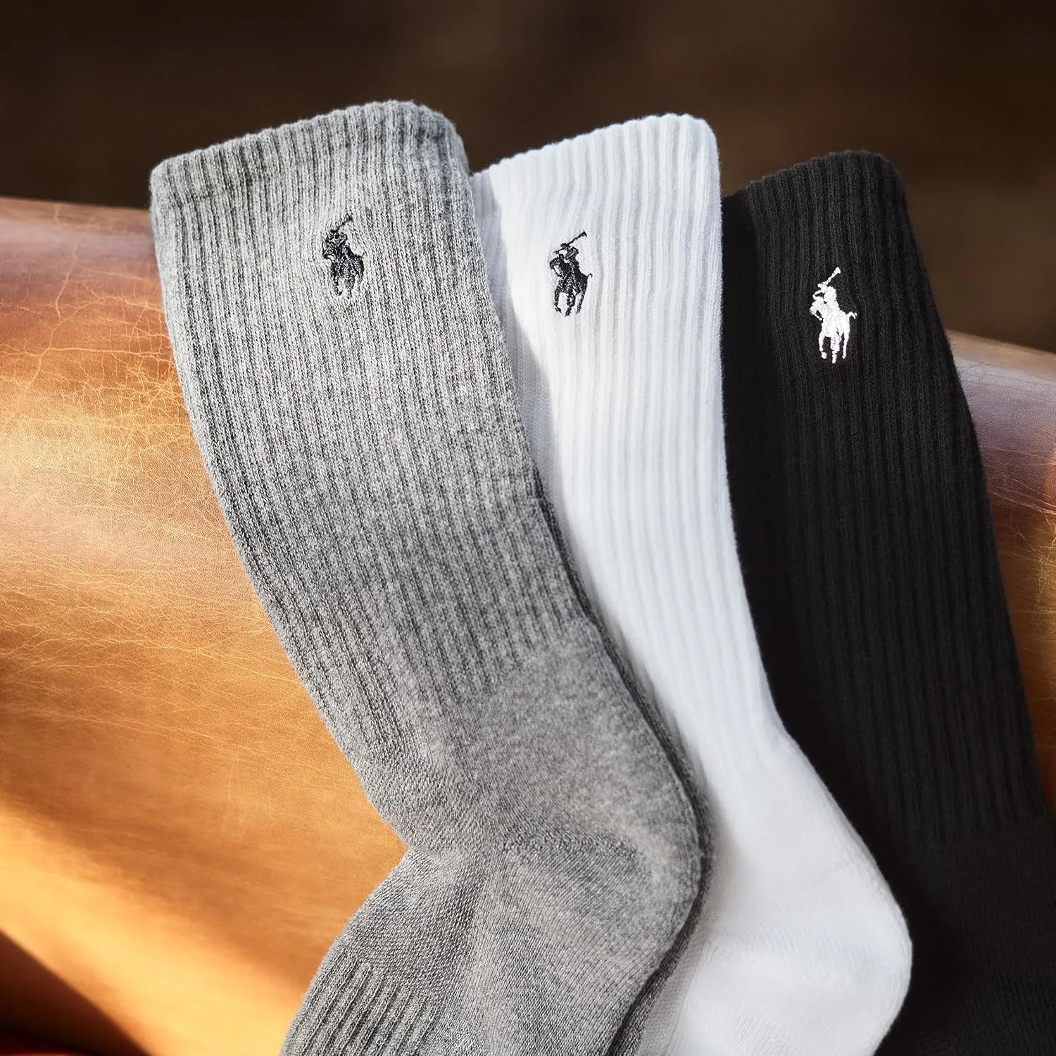 POLO RALPH LAUREN Womens Performance Cotton Crew Socks 6 Pair Pack Breathable Mesh and Sport Cushioning