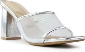 RF ROOM OF FASHION Women's Open Square Toe Slide On Mid Heel Sandals