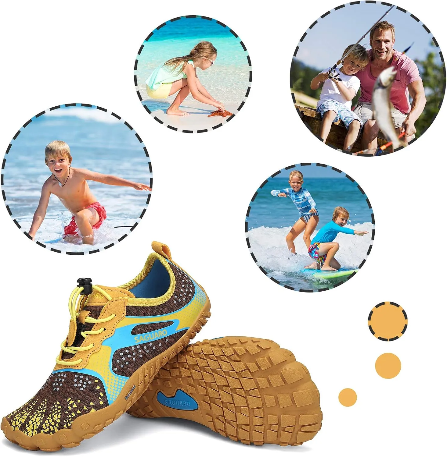 SAGUARO Kids' Barefoot Shoes Boys Girls Quick Dry Aqua Athletic Sneakers Lightweight Sport Footwear Toddler Water Shoes