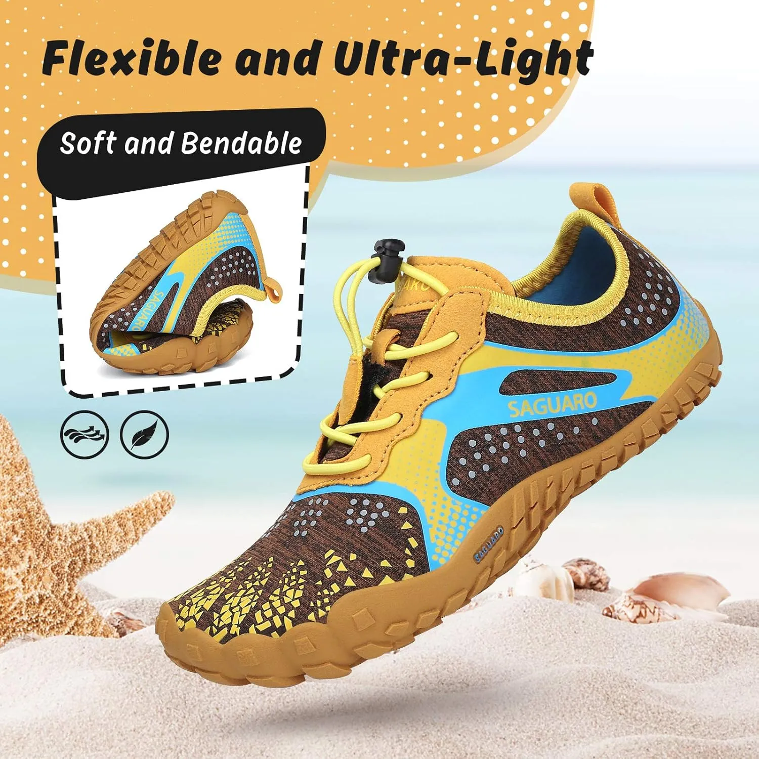 SAGUARO Kids' Barefoot Shoes Boys Girls Quick Dry Aqua Athletic Sneakers Lightweight Sport Footwear Toddler Water Shoes
