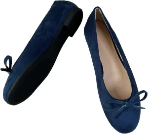 SAILING LU Ballet Flats Womens Round Toe Flat Shoes Cute Knot Suede Dress Shoes Wear to Work Slip On Loafers