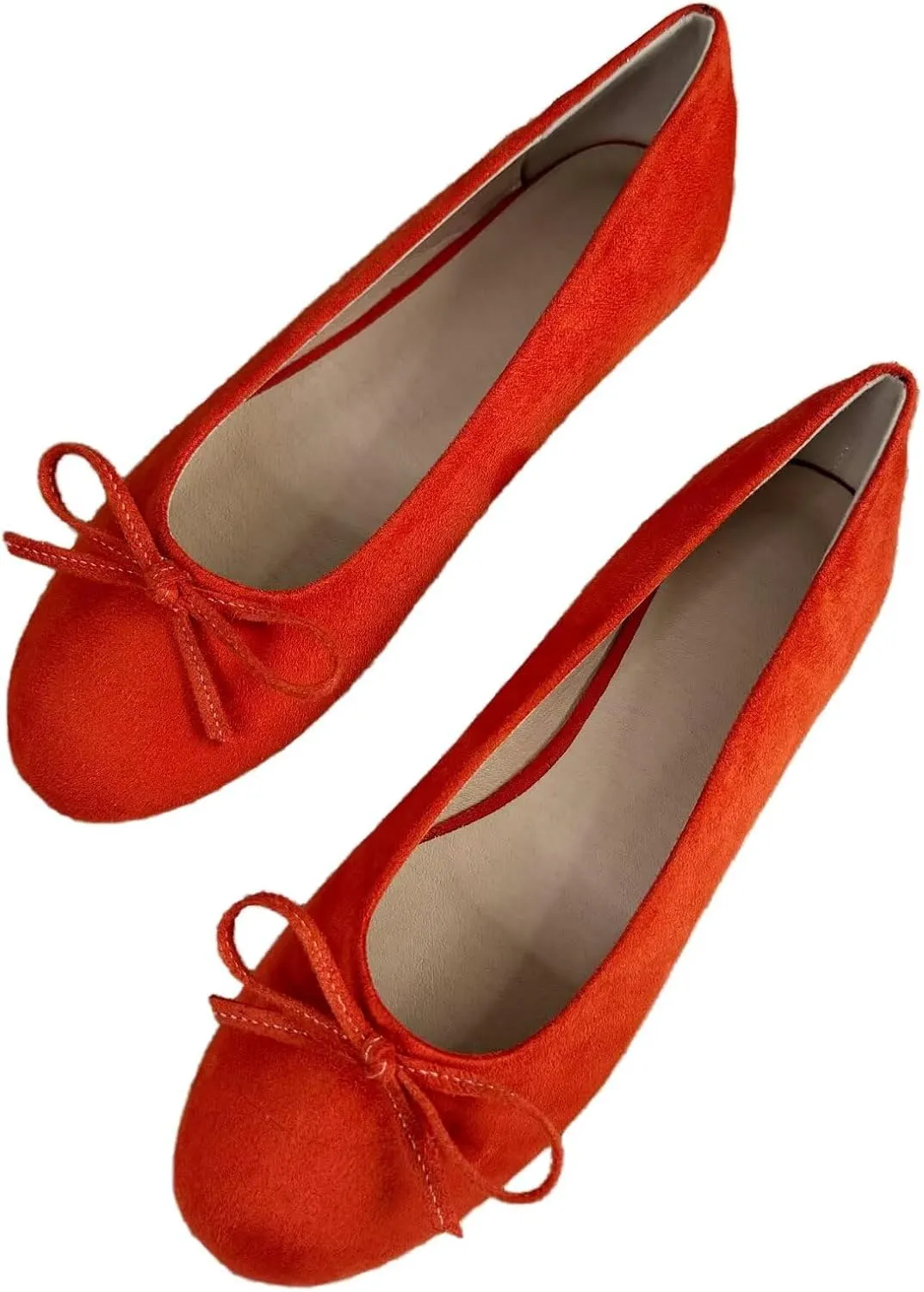SAILING LU Ballet Flats Womens Round Toe Flat Shoes Cute Knot Suede Dress Shoes Wear to Work Slip On Loafers