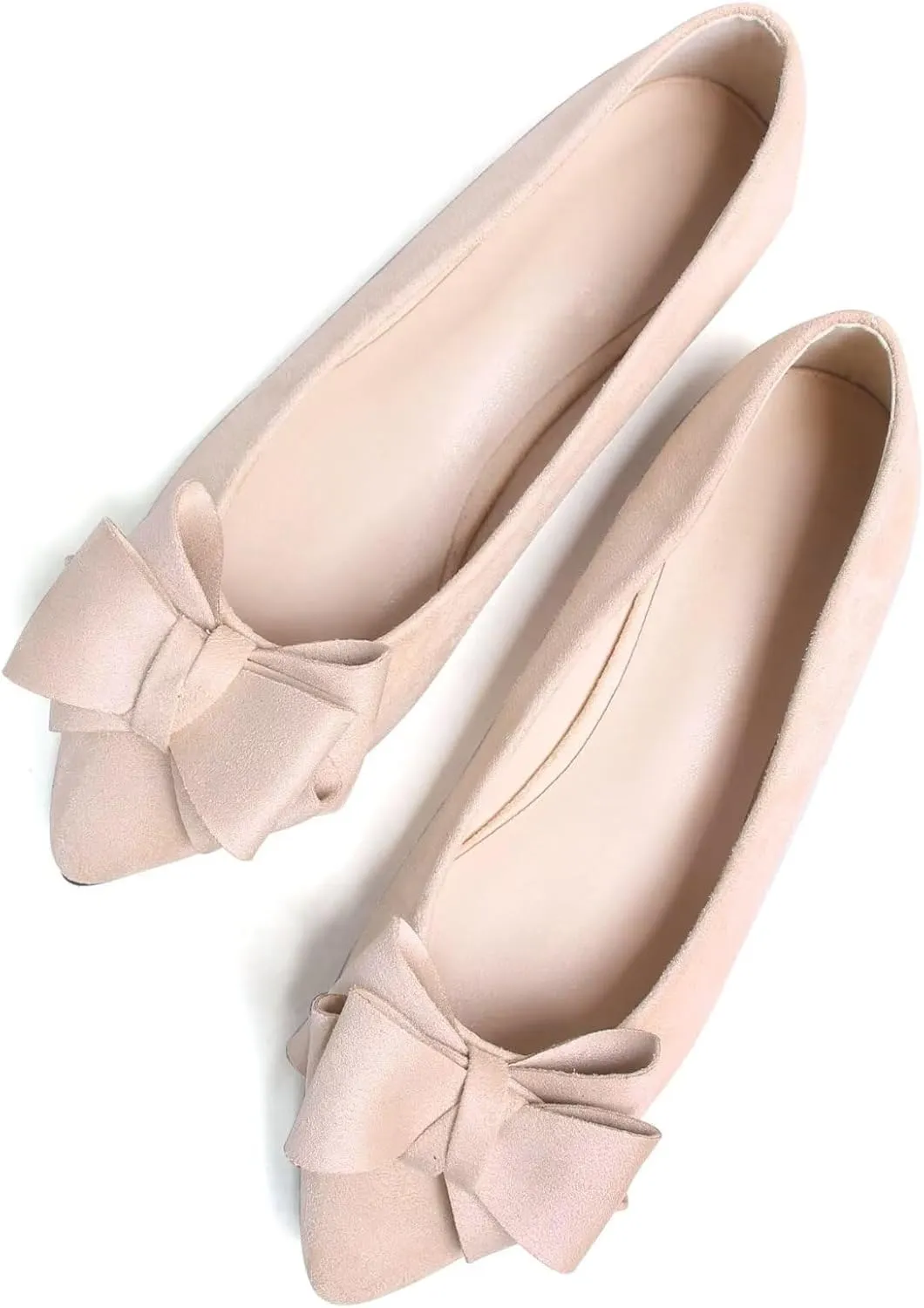 SAILING LU Bow-Knot Ballet Flats for Women Pointed Toe Crystals Wedding Shoes Comfort Light Weight Loafers