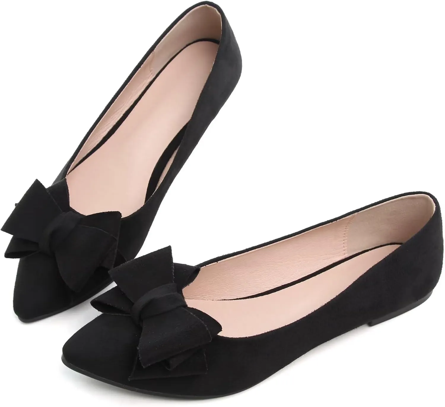 SAILING LU Bow-Knot Ballet Flats for Women Pointed Toe Crystals Wedding Shoes Comfort Light Weight Loafers