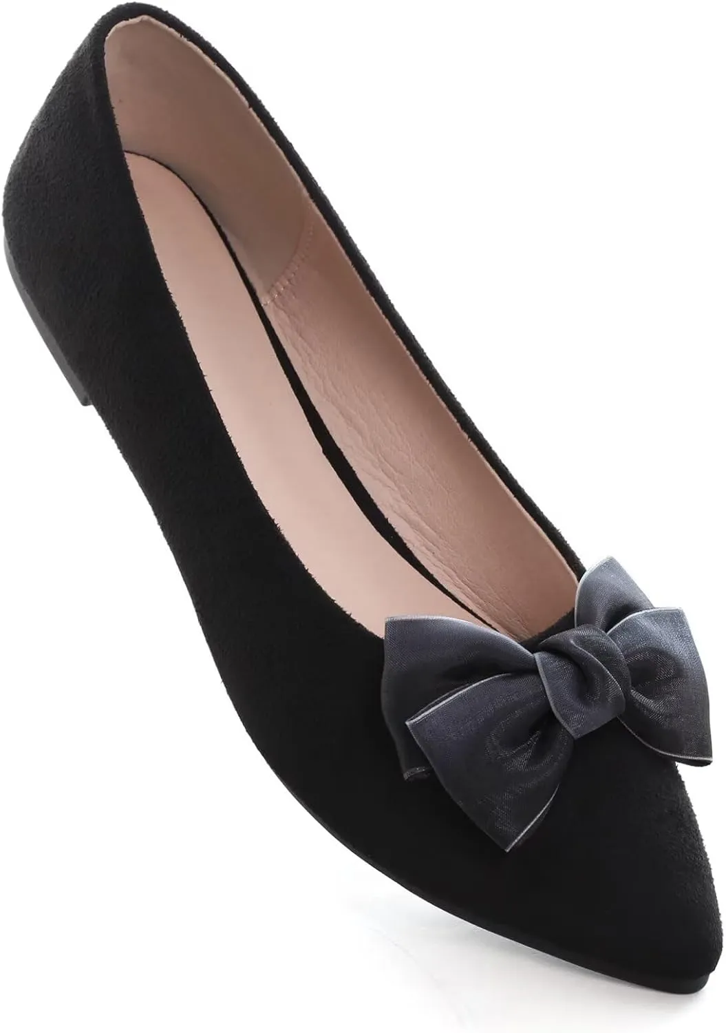 SAILING LU Bow-Knot Ballet Flats for Women Pointed Toe Rhinestones Dress Shoes Comfort Lightweight Loafers