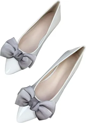 SAILING LU Bow-Knot Ballet Flats for Women Pointed Toe Rhinestones Dress Shoes Comfort Lightweight Loafers