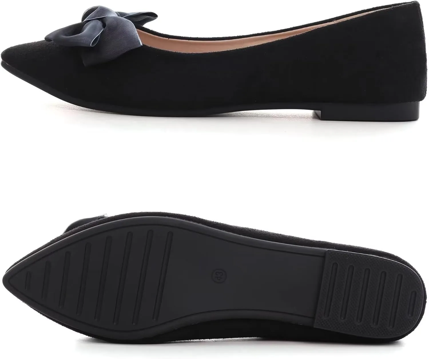 SAILING LU Bow-Knot Ballet Flats for Women Pointed Toe Rhinestones Dress Shoes Comfort Lightweight Loafers