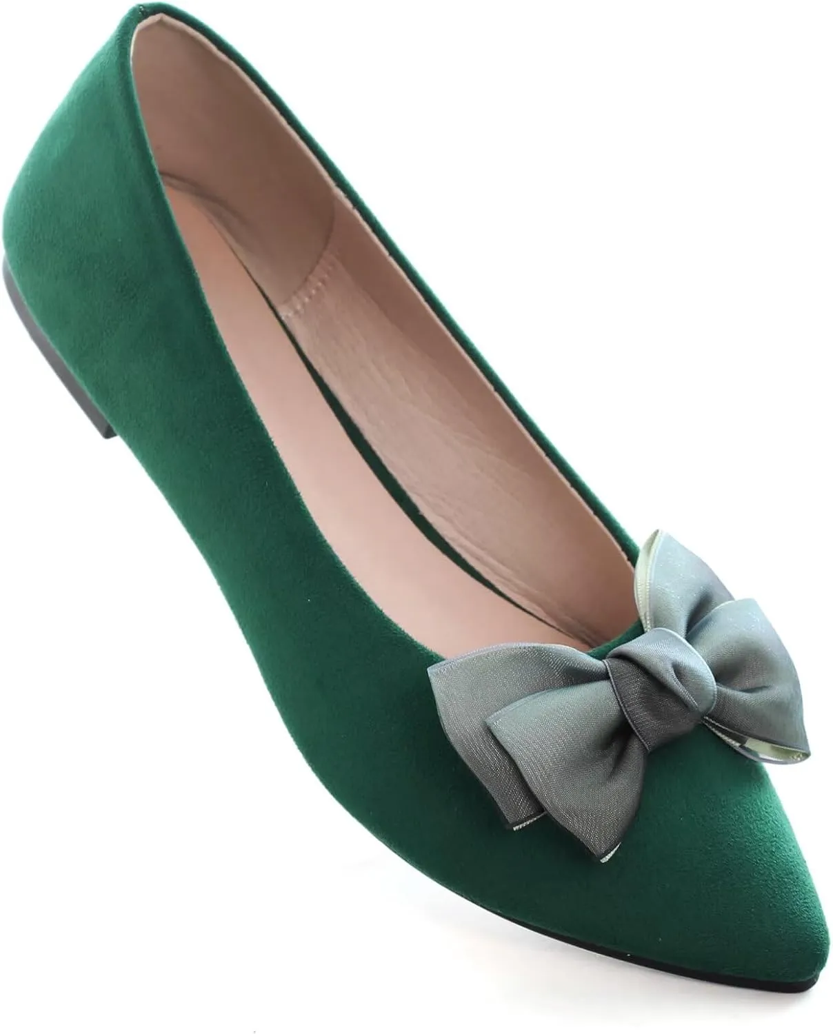 SAILING LU Bow-Knot Ballet Flats for Women Pointed Toe Rhinestones Dress Shoes Comfort Lightweight Loafers