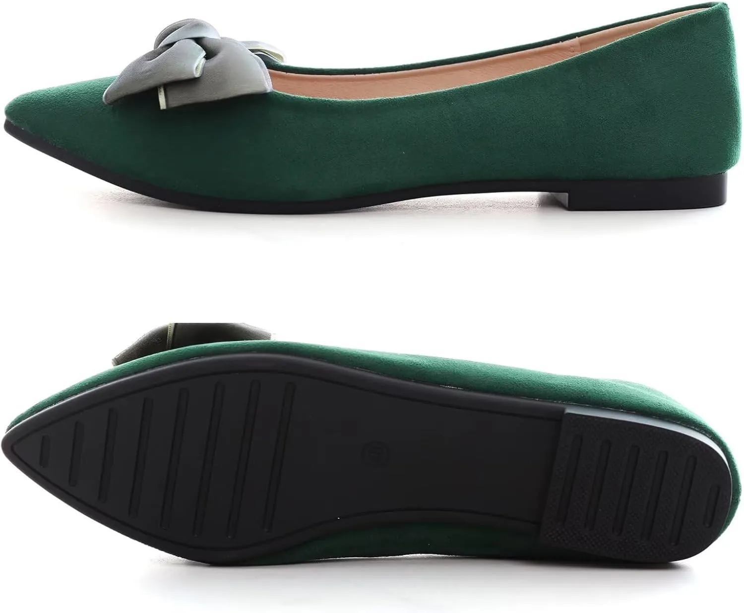 SAILING LU Bow-Knot Ballet Flats for Women Pointed Toe Rhinestones Dress Shoes Comfort Lightweight Loafers