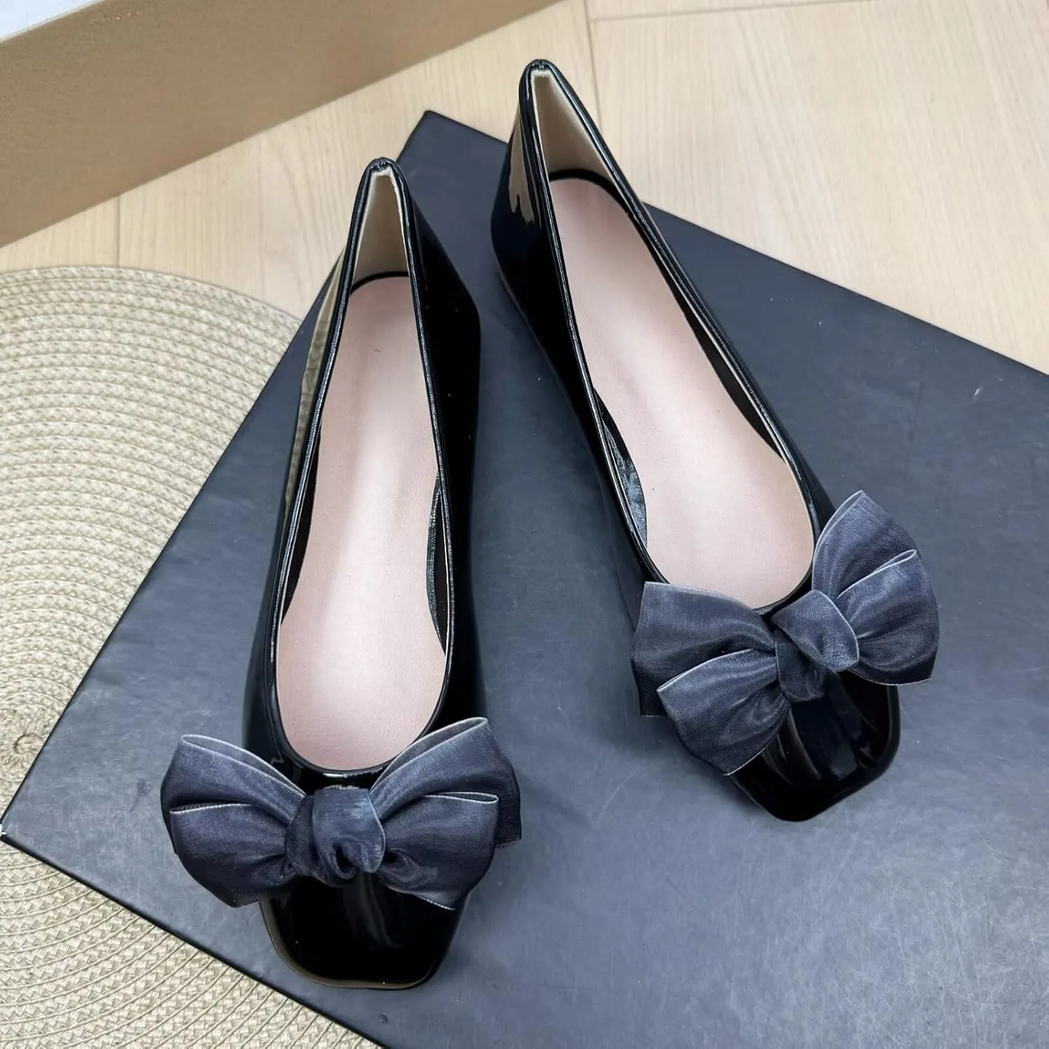 SAILING LU Bow-Knot Ballet Flats for Women Pointed Toe Rhinestones Dress Shoes Comfort Lightweight Loafers