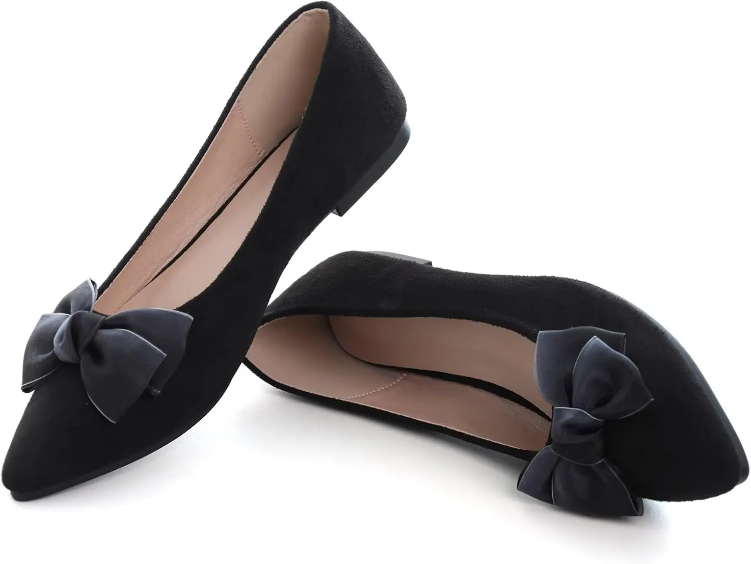 SAILING LU Bow-Knot Ballet Flats for Women Pointed Toe Rhinestones Dress Shoes Comfort Lightweight Loafers