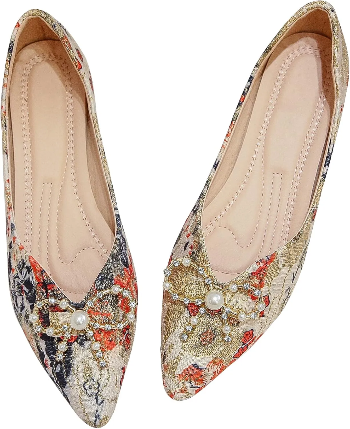 SAILING LU Bow-Knot Ballet Flats for Women Pointy Toe Sequins Dressy Shoes Womens Comfortable Slip on Loafers Light Weight