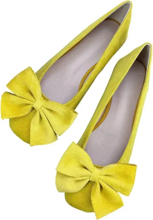 SAILING LU Women's Bow-Knot Square Toe Flat Shoes Dance Shoes Dressy Ballerina Flats for Women Casual Slip-on Loafers