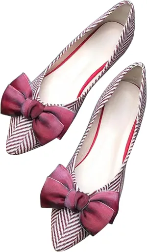 SAILING LU Womens Bowknot Pointed Toe Shoes Comfortable Ballet Flats Slip on Loafers Dressy Flats for Party
