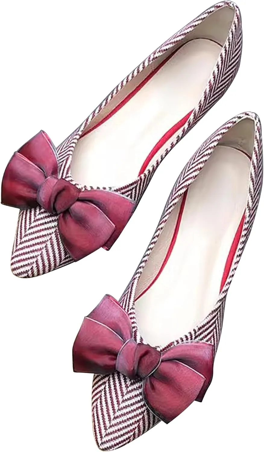 SAILING LU Womens Bowknot Pointed Toe Shoes Comfortable Ballet Flats Slip on Loafers Dressy Flats for Party