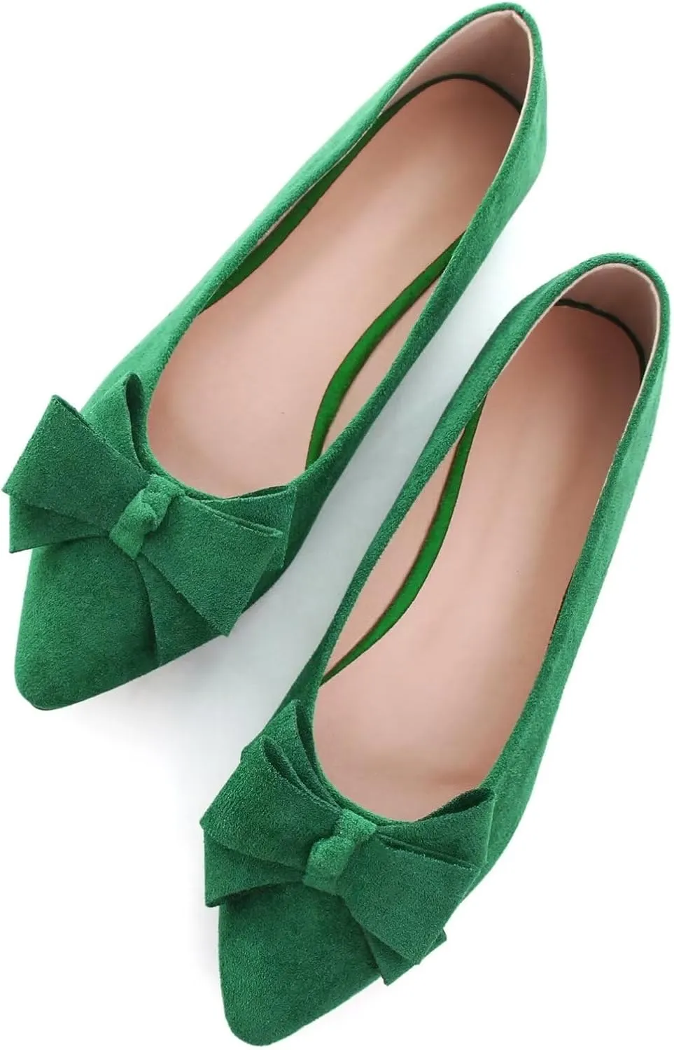 SAILING LU Womens Pointed Toe Ballet Flats Cute Bow-Knot Comfortable Loafers Formal Business Suede Slip On Dressy Walking Shoes