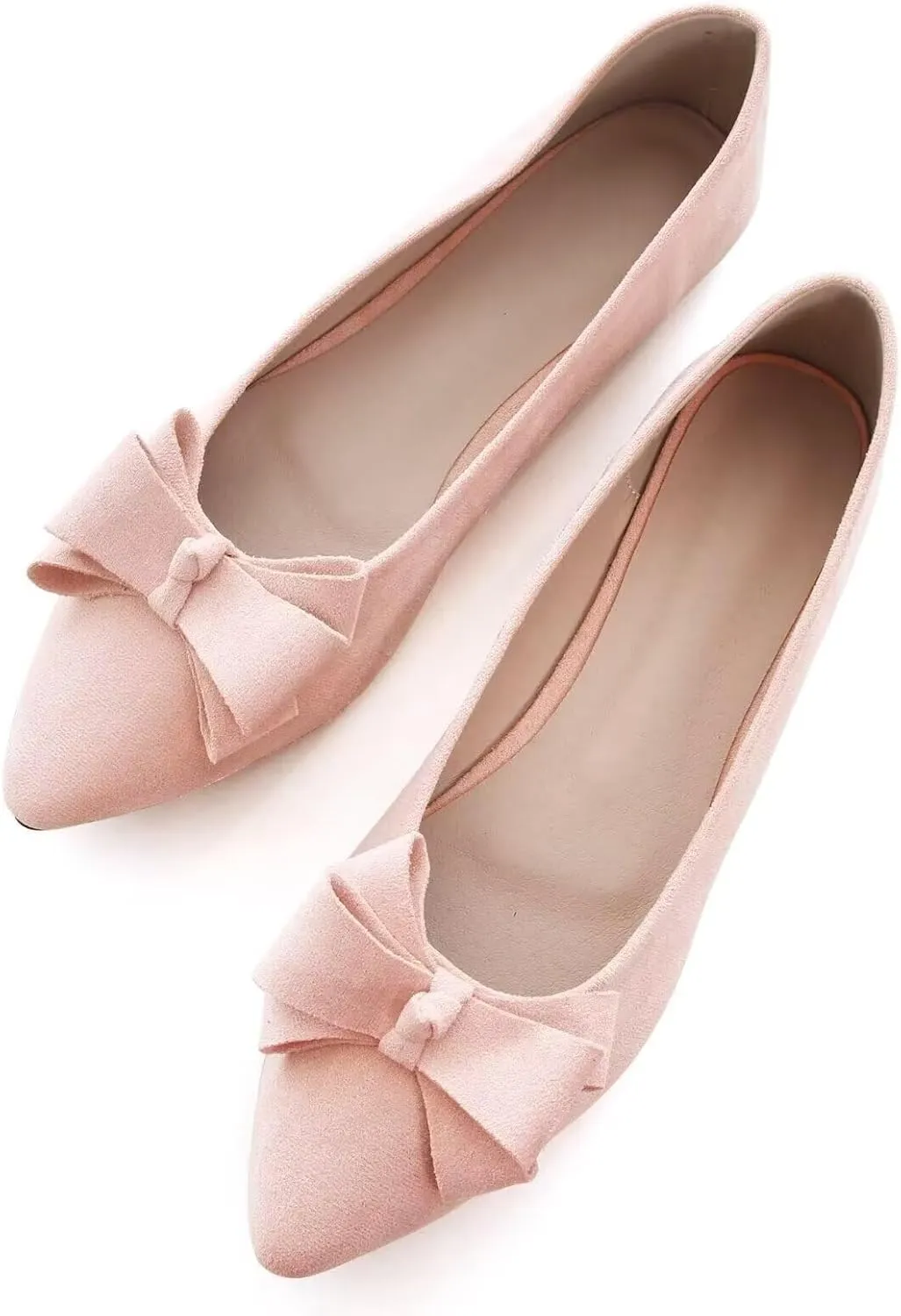SAILING LU Womens Pointed Toe Ballet Flats Cute Bow-Knot Comfortable Loafers Formal Business Suede Slip On Dressy Walking Shoes