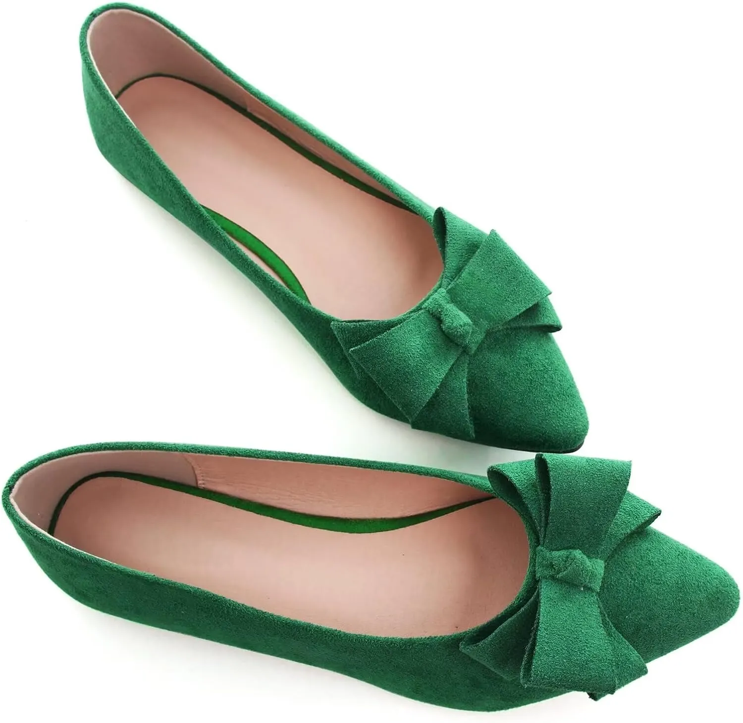 SAILING LU Womens Pointed Toe Ballet Flats Cute Bow-Knot Comfortable Loafers Formal Business Suede Slip On Dressy Walking Shoes
