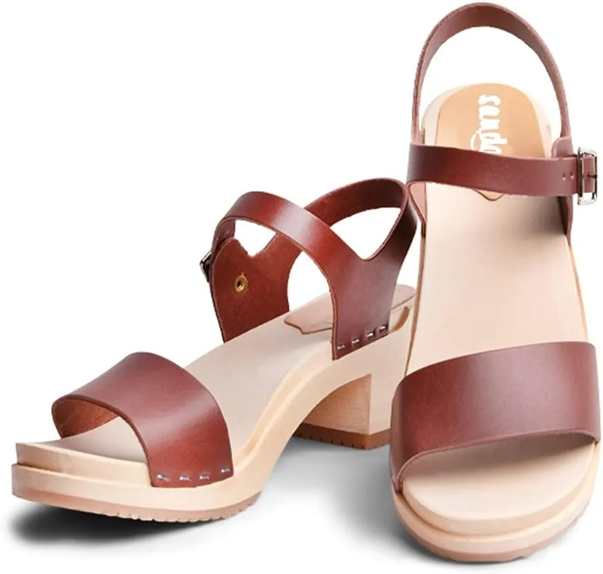Sandgrens Handmade Swedish Wood Clogs for Women, High Heel Sandals | Vienna High
