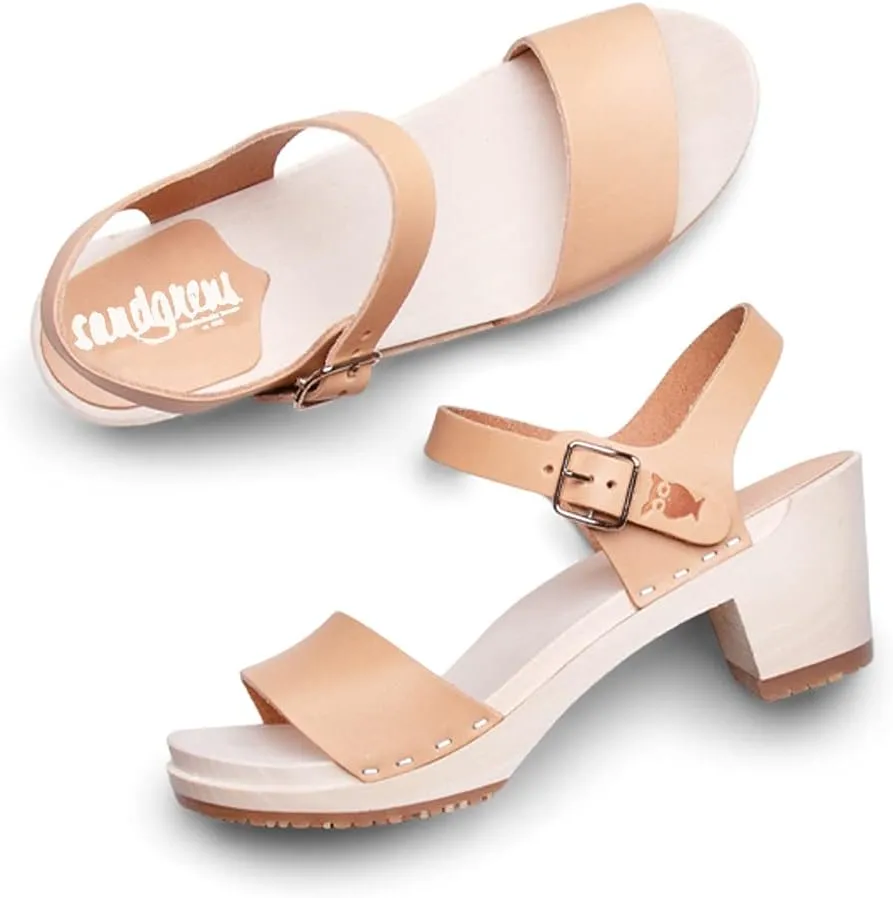 Sandgrens Handmade Swedish Wood Clogs for Women, High Heel Sandals | Vienna High
