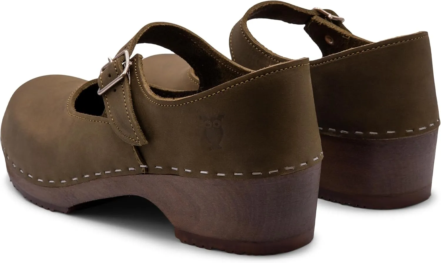 Sandgrens Handmade Swedish Wood Clogs for Women, Low Heel Sandals | Mary Jane