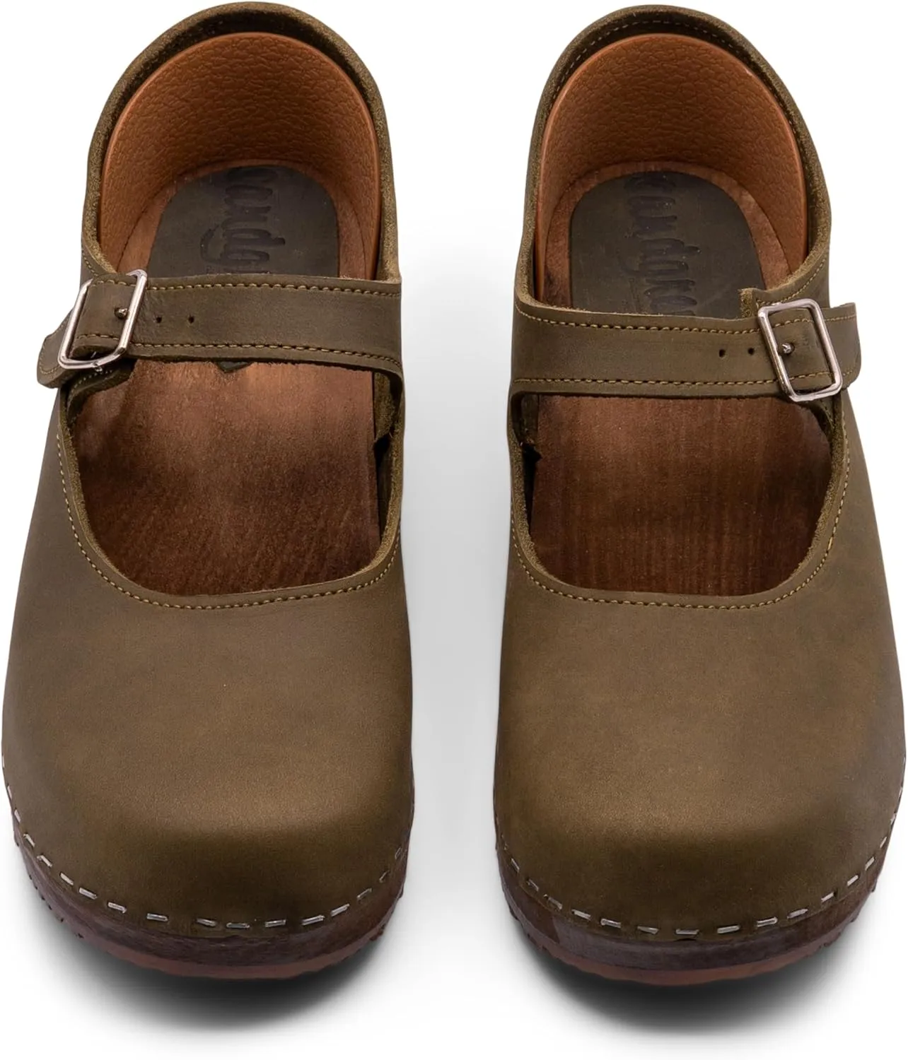 Sandgrens Handmade Swedish Wood Clogs for Women, Low Heel Sandals | Mary Jane