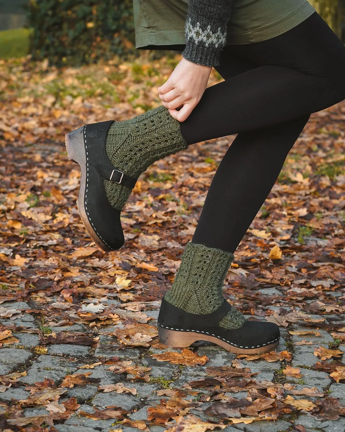Sandgrens Handmade Swedish Wood Clogs for Women, Low Heel Sandals | Mary Jane
