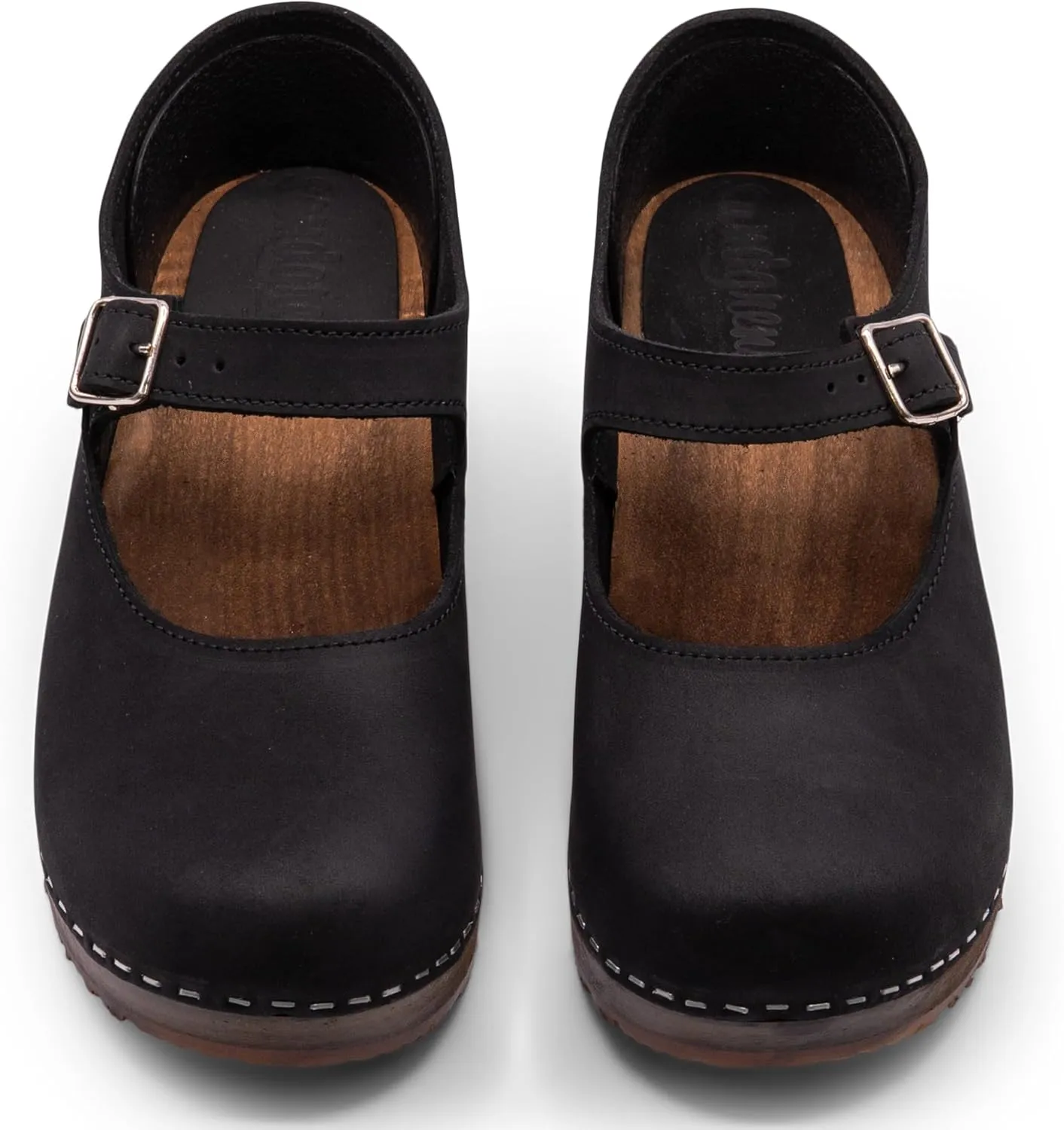 Sandgrens Handmade Swedish Wood Clogs for Women, Low Heel Sandals | Mary Jane